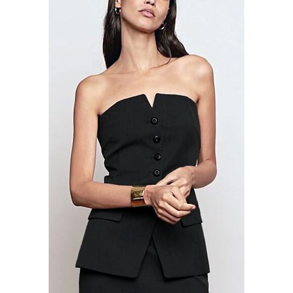 Pixie Market Black Vest Strapless Button Top - Picture 7 of 10